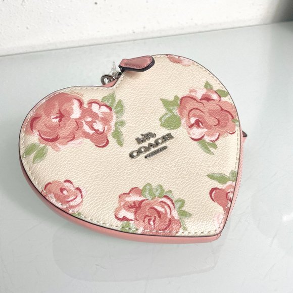 Coach Heart Shaped Floral Wristlet - Picture 1 of 5